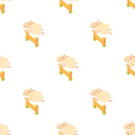 Sheep jumping over barrier pattern seamless background texture repeat wallpaper geometric vectorのイラスト素材