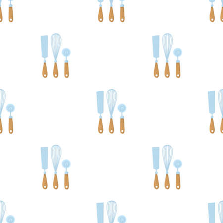 Kitchenware pattern seamless background texture repeat wallpaper geometric vectorのイラスト素材
