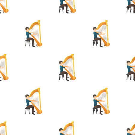 Man plays on harp pattern seamless background texture repeat wallpaper geometric vectorのイラスト素材