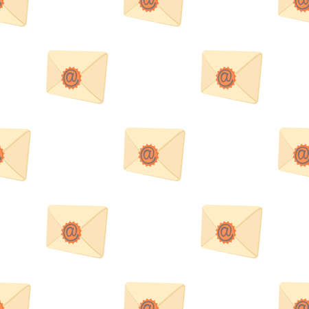 Envelope with email sign seal pattern seamless background texture repeat wallpaper geometric vectorのイラスト素材