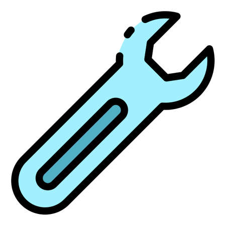 Metal wrench icon. Outline metal wrench vector icon color flat isolatedのイラスト素材