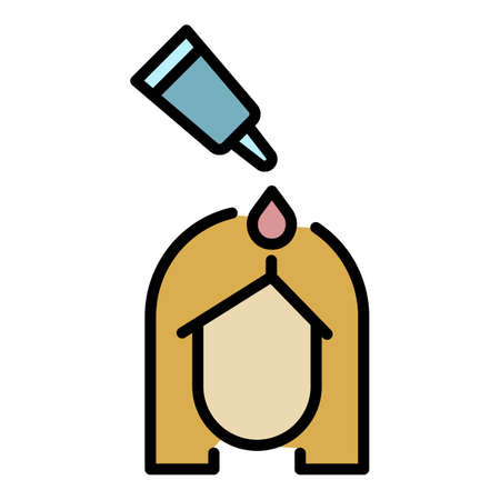 Woman hair dye icon. Outline woman hair dye vector icon color flat isolatedのイラスト素材