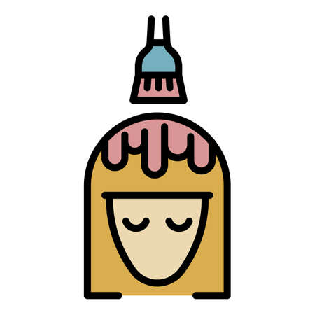 Brush hair coloring icon. Outline brush hair coloring vector icon color flat isolatedのイラスト素材