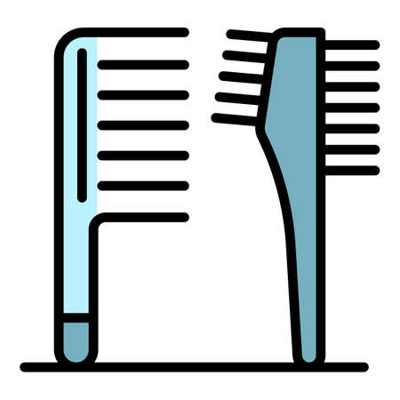 Plastic hairbrush icon. Outline plastic hairbrush vector icon color flat isolatedのイラスト素材