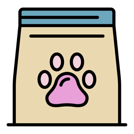 Pet food package icon. Outline pet food package vector icon color flat isolatedのイラスト素材