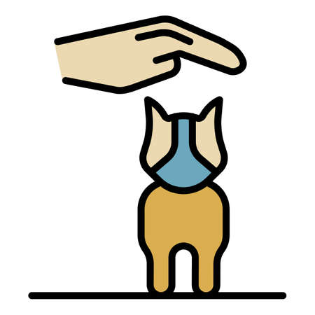 Care puppy dog icon. Outline care puppy dog vector icon color flat isolatedのイラスト素材