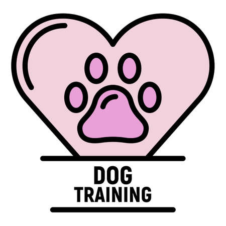 Dog paw in the heart  . Outline dog paw in the heart vector  color flat isolatedのイラスト素材
