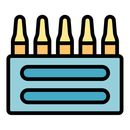 Ampoule packaging icon. Outline ampoule packaging vector icon color flat isolatedのイラスト素材