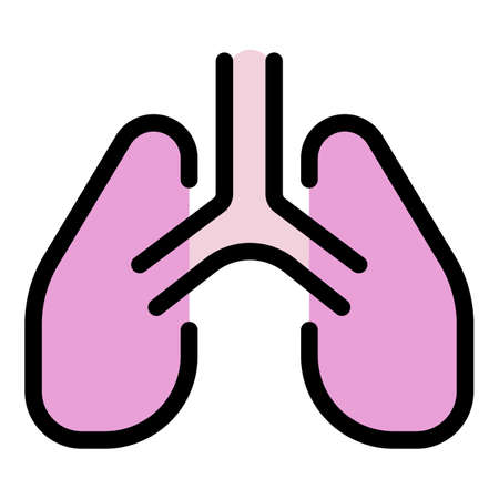 Human lungs icon. Outline human lungs vector icon color flat isolatedのイラスト素材