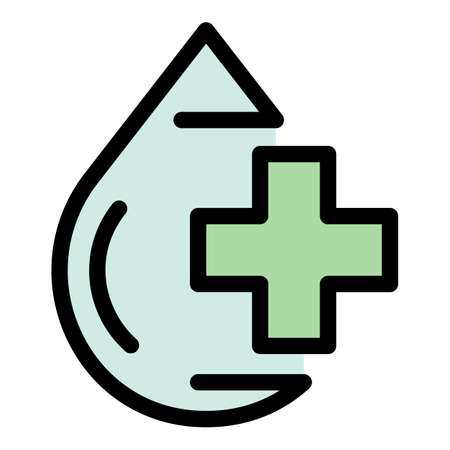 Medical blood drop icon. Outline medical blood drop vector icon color flat isolatedのイラスト素材
