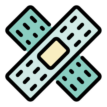 Plaster icon. Outline plaster vector icon color flat isolatedのイラスト素材