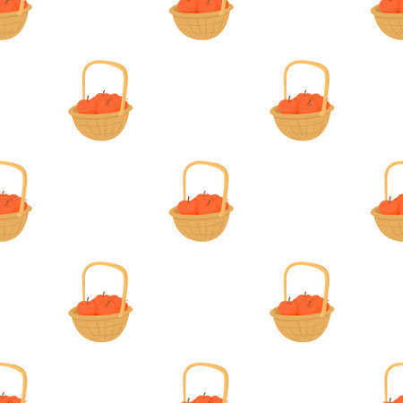 Basket with apples pattern seamless background texture repeat wallpaper geometric vectorのイラスト素材