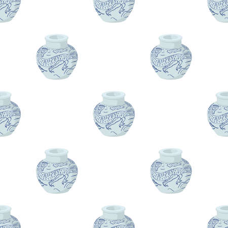 Chinese vase pattern seamless background texture repeat wallpaper geometric vectorのイラスト素材