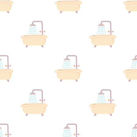 Bath with shower pattern seamless background texture repeat wallpaper geometric vectorのイラスト素材