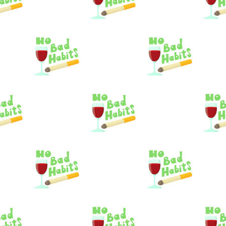 No bad habits wine and cigarettes pattern seamless background texture repeat wallpaper geometric vectorのイラスト素材