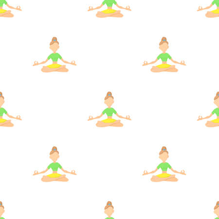 Girl in yoga pose pattern seamless background texture repeat wallpaper geometric vectorのイラスト素材