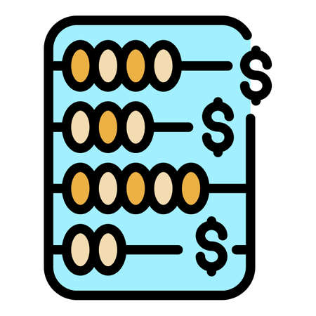 Wooden abacus icon. Outline wooden abacus vector icon color flat isolatedのイラスト素材