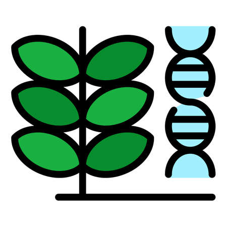 Gmo dna plant icon. Outline gmo dna plant vector icon color flat isolatedのイラスト素材