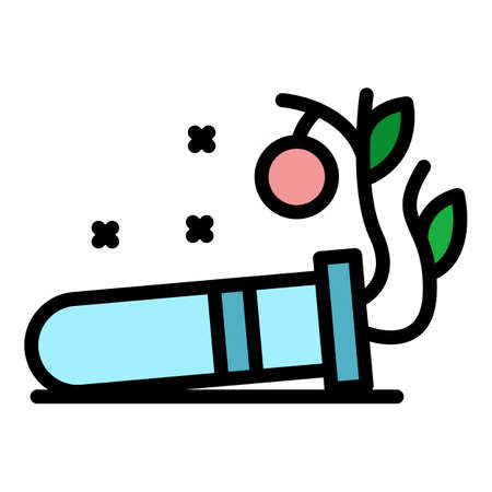 Plant test tube icon. Outline plant test tube vector icon color flat isolatedのイラスト素材