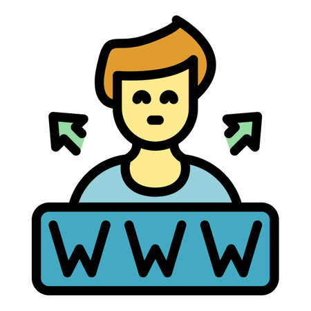 Web interaction icon. Outline web interaction vector icon color flat isolatedのイラスト素材