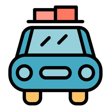 Front view car roof box icon. Outline front view car roof box vector icon color flat isolatedのイラスト素材