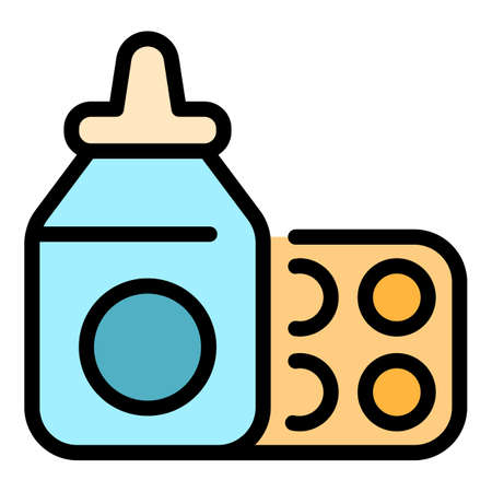 Allergy medicine icon. Outline allergy medicine vector icon color flat isolatedのイラスト素材