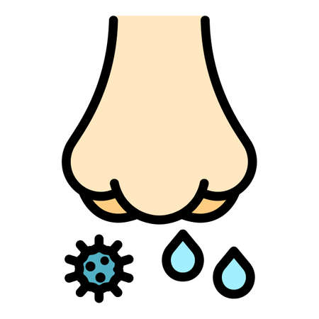 Allergen nose icon. Outline allergen nose vector icon color flat isolatedのイラスト素材