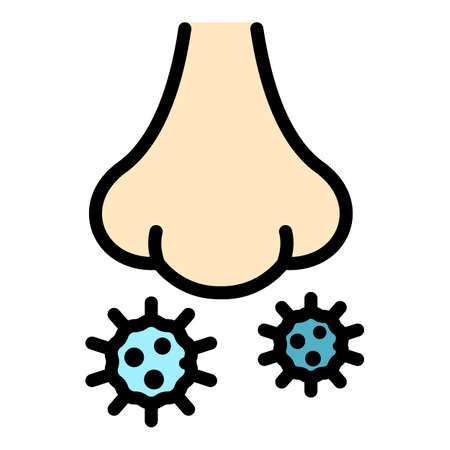 Nose viruses icon. Outline nose viruses vector icon color flat isolatedのイラスト素材