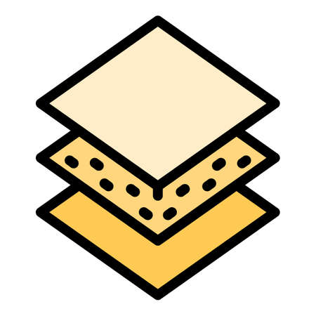 Three layer napkin icon. Outline three layer napkin vector icon color flat isolatedのイラスト素材