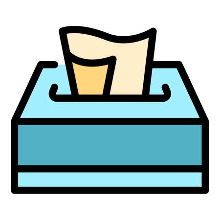 Tissue box icon. Outline tissue box vector icon color flat isolatedのイラスト素材