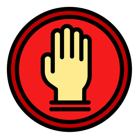 Palm sign icon. Outline palm sign vector icon color flat isolatedのイラスト素材