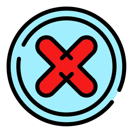 Online rejected icon. Outline online rejected vector icon color flat isolatedのイラスト素材