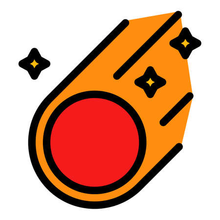 Falling asteroid icon. Outline falling asteroid vector icon color flat isolated