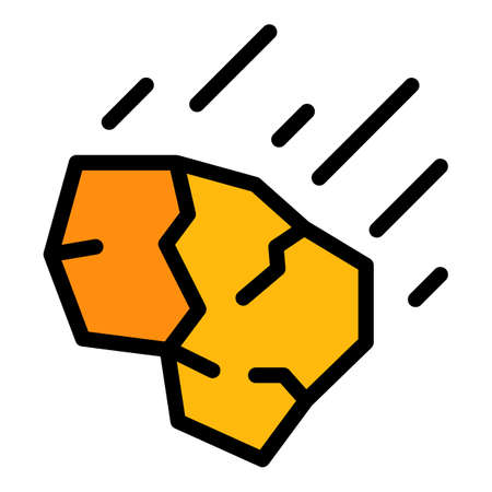 Falling stone icon. Outline falling stone vector icon color flat isolatedのイラスト素材