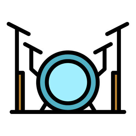 Band drums icon. Outline band drums vector icon color flat isolatedのイラスト素材