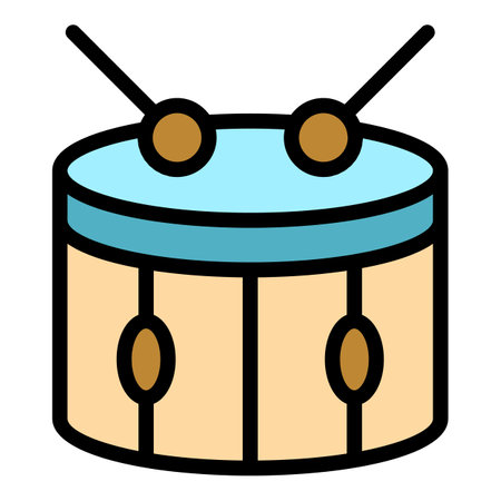 Beat drum icon. Outline beat drum vector icon color flat isolatedのイラスト素材