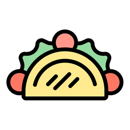 Meat taco icon. Outline meat taco vector icon color flat isolatedのイラスト素材