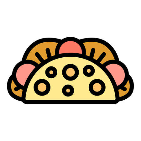 Diet taco icon. Outline diet taco vector icon color flat isolatedのイラスト素材