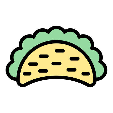 Healthy taco icon. Outline healthy taco vector icon color flat isolatedのイラスト素材