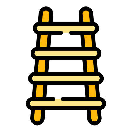 Step ladder icon. Outline step ladder vector icon color flat isolatedのイラスト素材