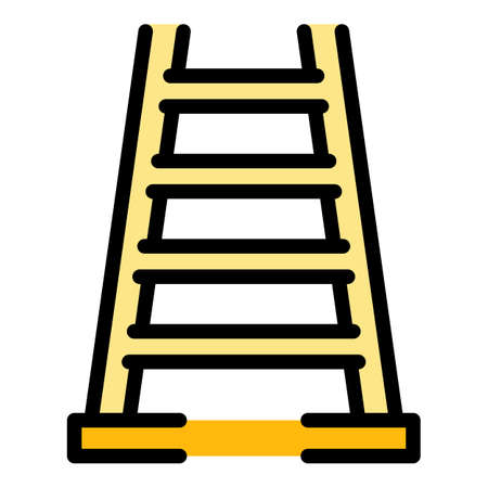 Building step ladder icon. Outline building step ladder vector icon color flat isolatedのイラスト素材