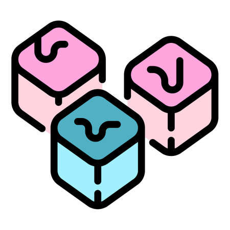 Caramel cubes icon. Outline caramel cubes vector icon color flat isolatedのイラスト素材