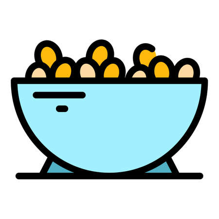 Coffee bowl icon. Outline coffee bowl vector icon color flat isolatedのイラスト素材