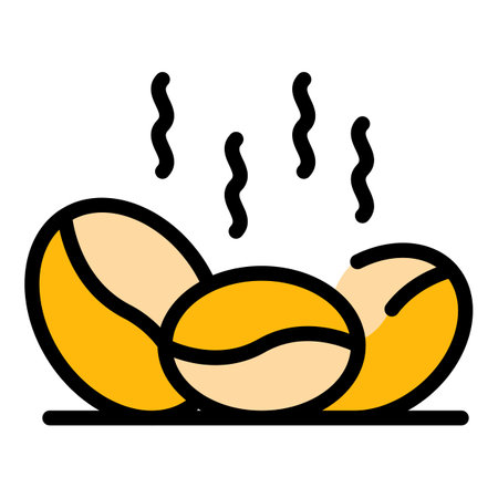 Warm coffee beans icon. Outline warm coffee beans vector icon color flat isolatedのイラスト素材