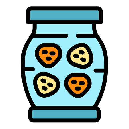 Preserves jar icon. Outline preserves jar vector icon color flat isolatedのイラスト素材