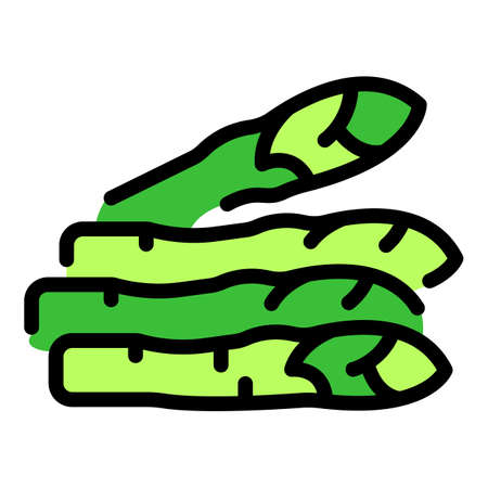 Asparagus food icon. Outline asparagus food vector icon color flat isolatedのイラスト素材