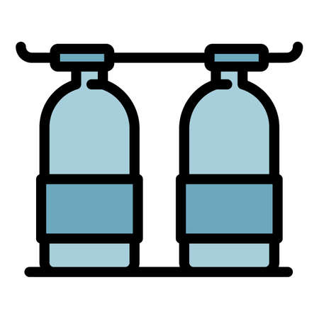 Oxygen tanks icon. Outline oxygen tanks vector icon color flat isolatedのイラスト素材