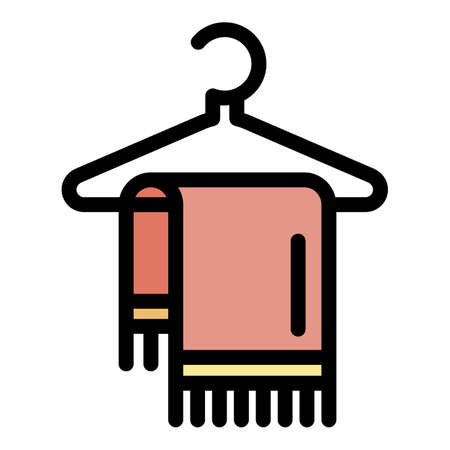Clothes hanger icon. Outline clothes hanger vector icon color flat isolatedのイラスト素材