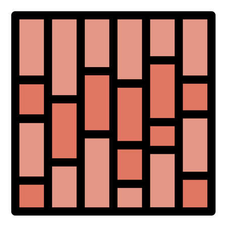 Brick paving icon. Outline brick paving vector icon color flat isolatedのイラスト素材
