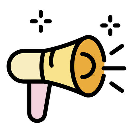 Hoax megaphone icon. Outline hoax megaphone vector icon color flat isolatedのイラスト素材